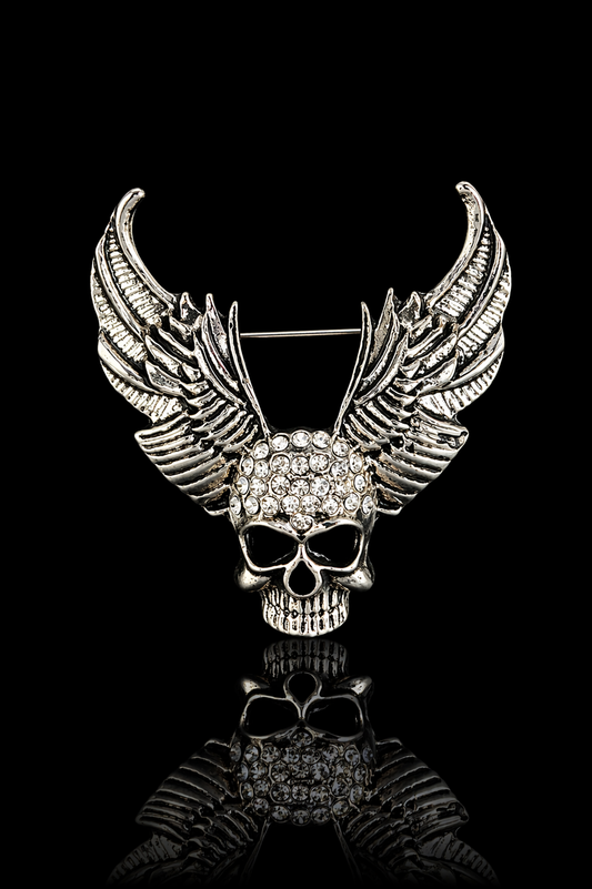 Rebel Skull Wing Brooch