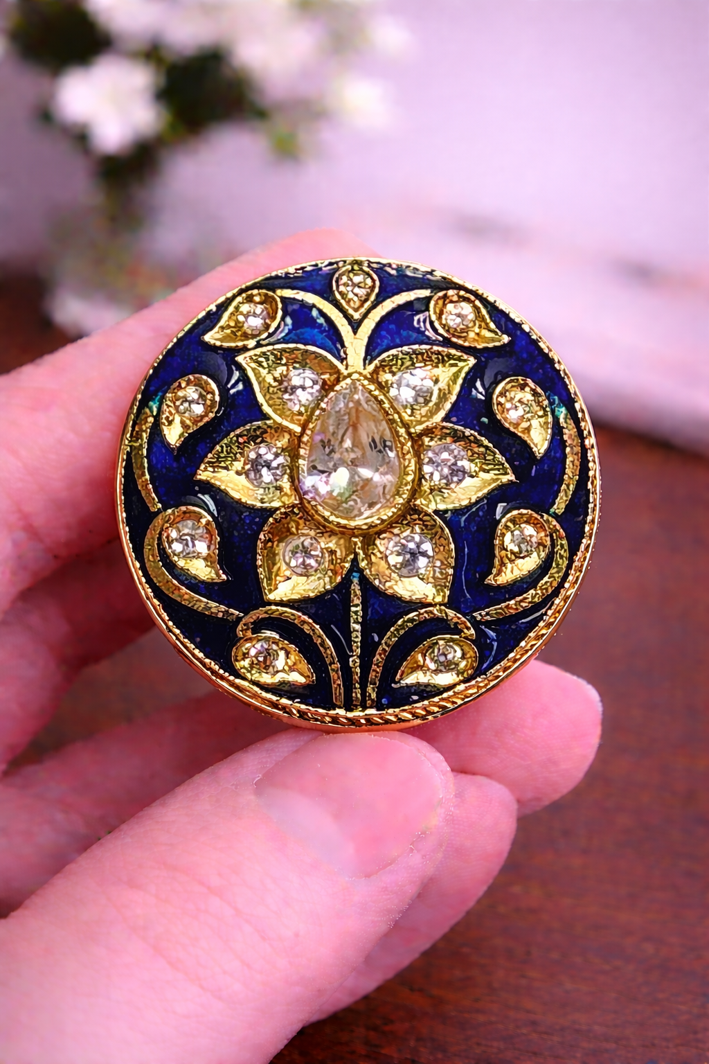 Royal Midnight Bloom Bandhgala Button