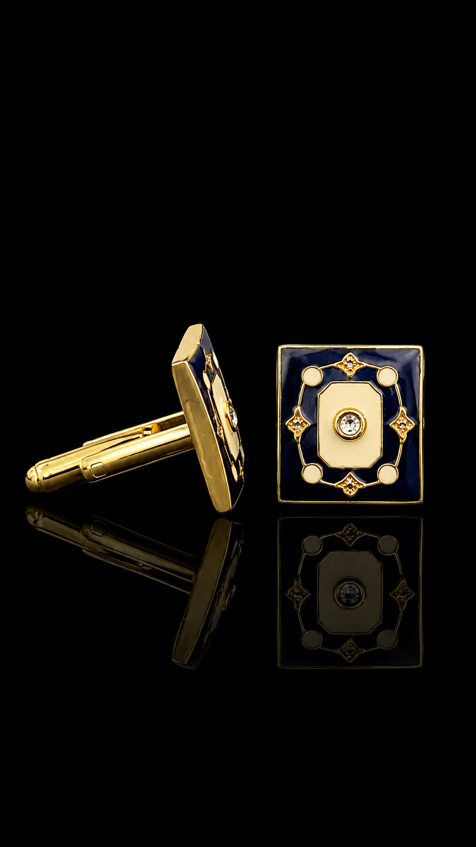 Regal Enamel Crystal Cufflinks
