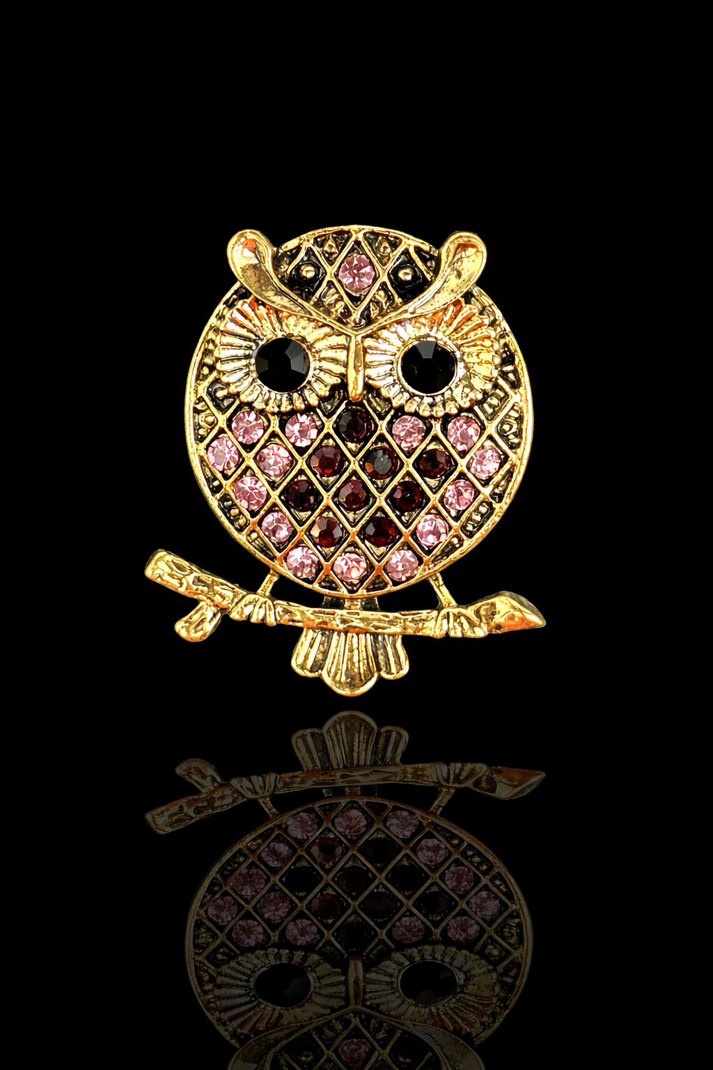 Blush Crystal Owl Brooch