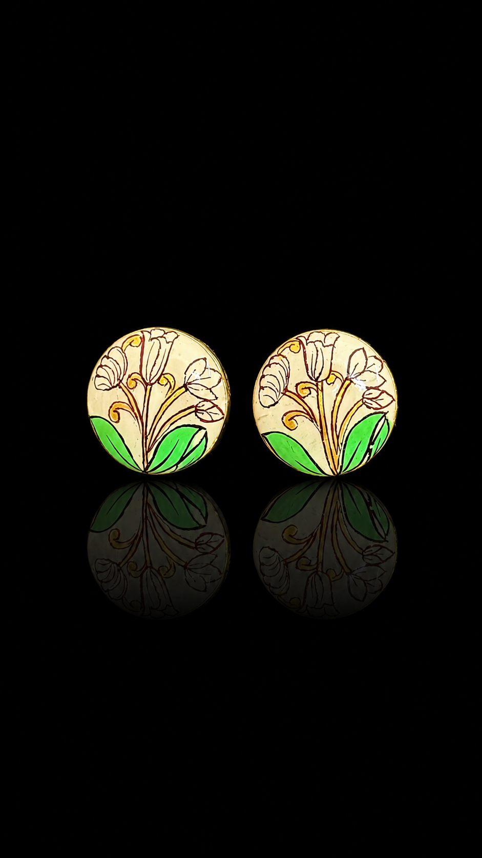 Ivory Iris Hand-Painted Enamel Cufflinks