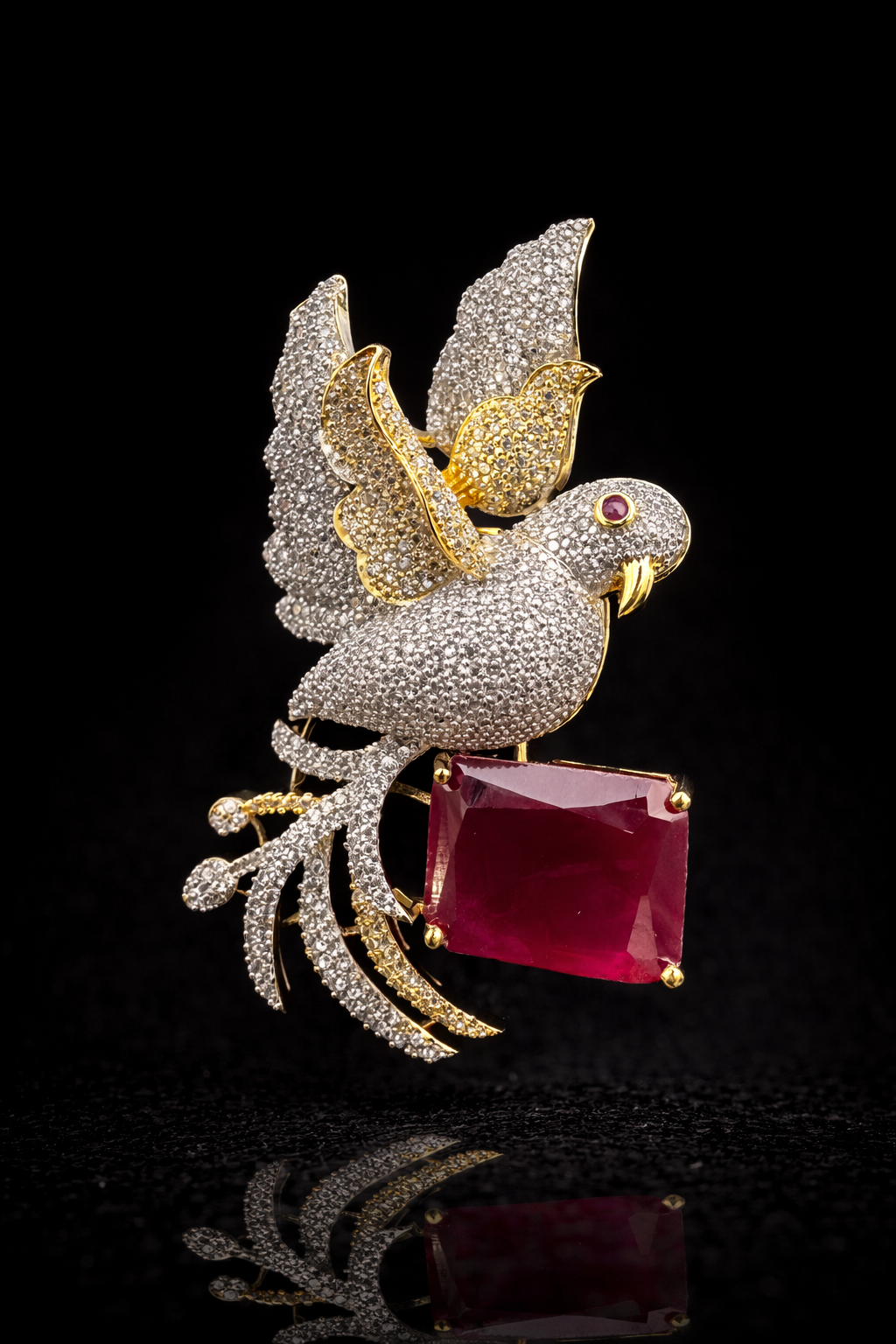 Royal Parrot Crest Brooch