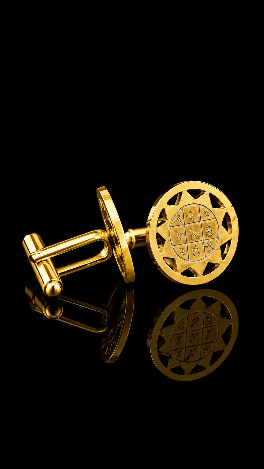 Vedic Yantra Gold Cufflinks