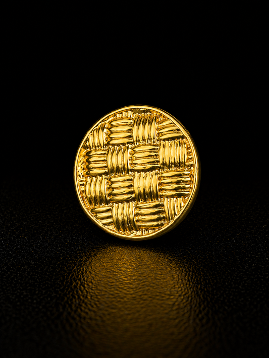 Woven Gold Coin Brooch