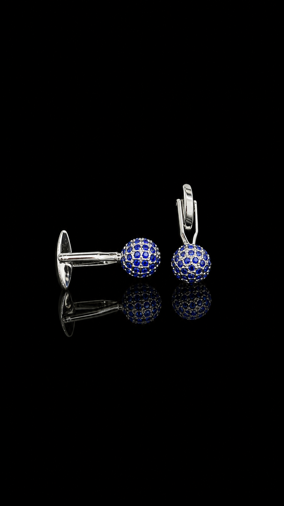 Royal Blue Crystal Ball Cufflinks