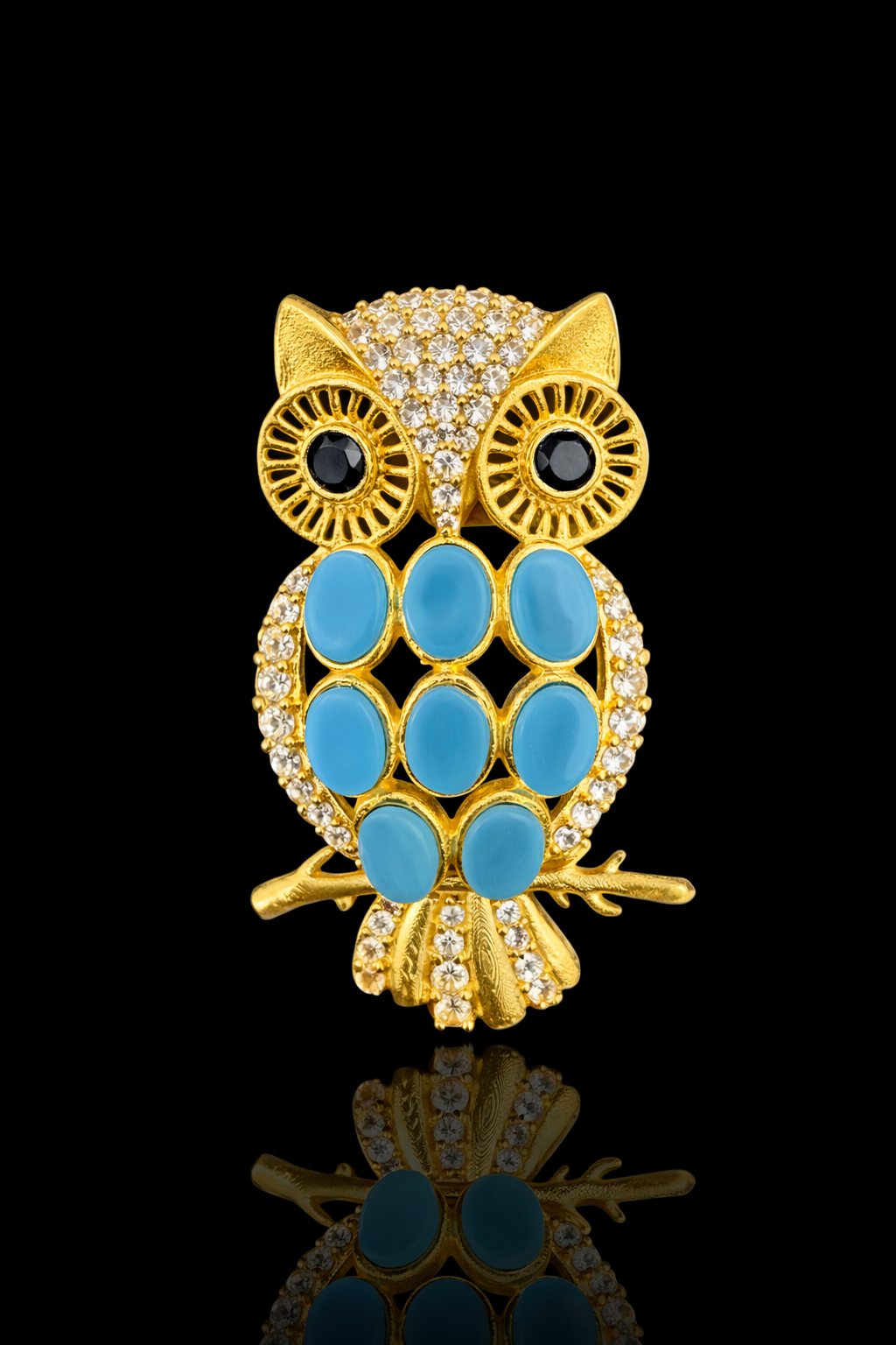 Royal Owl Crystal Brooch