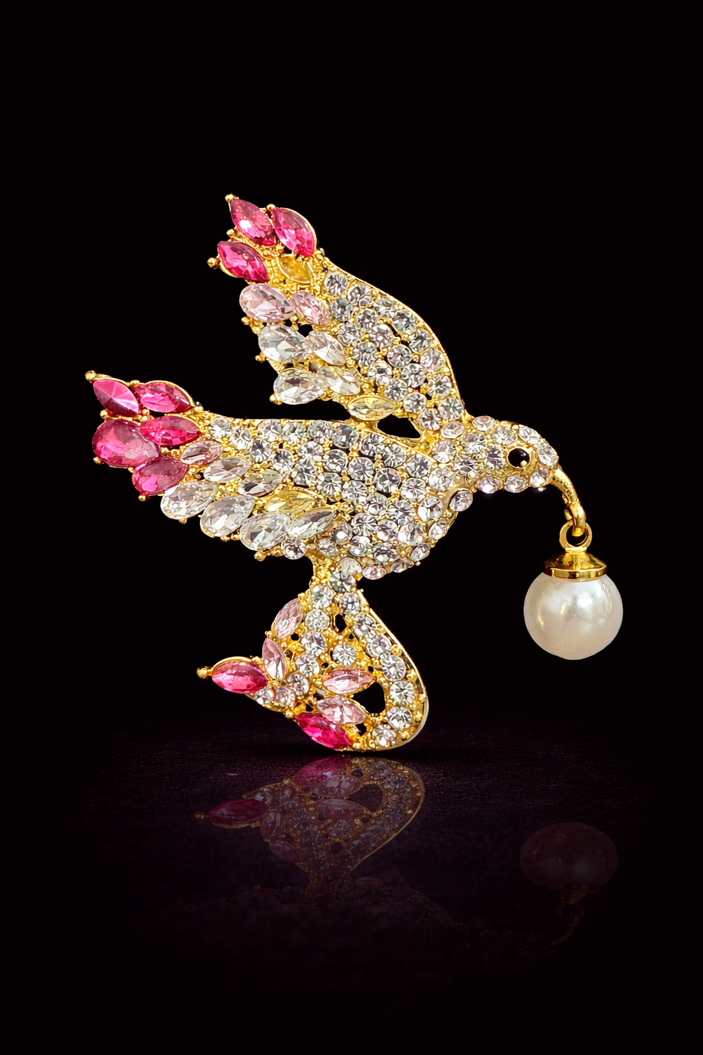 Pearl Flight Bird Brooch