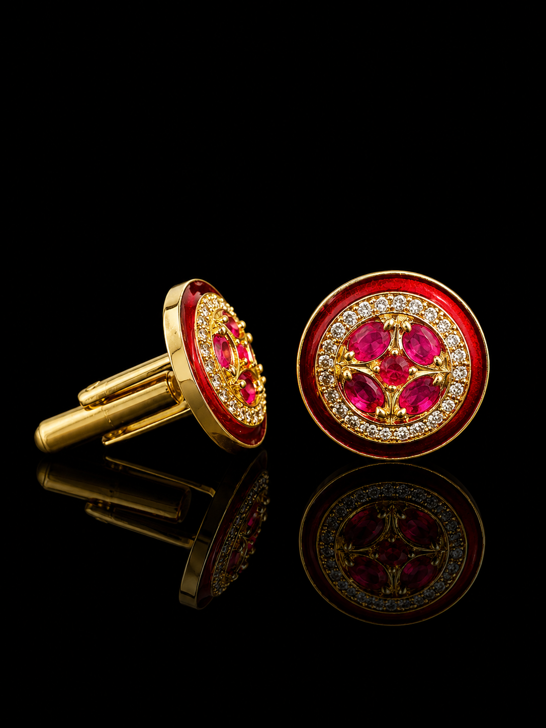 Royal Ruby & Blue Enamel Stone Cufflinks