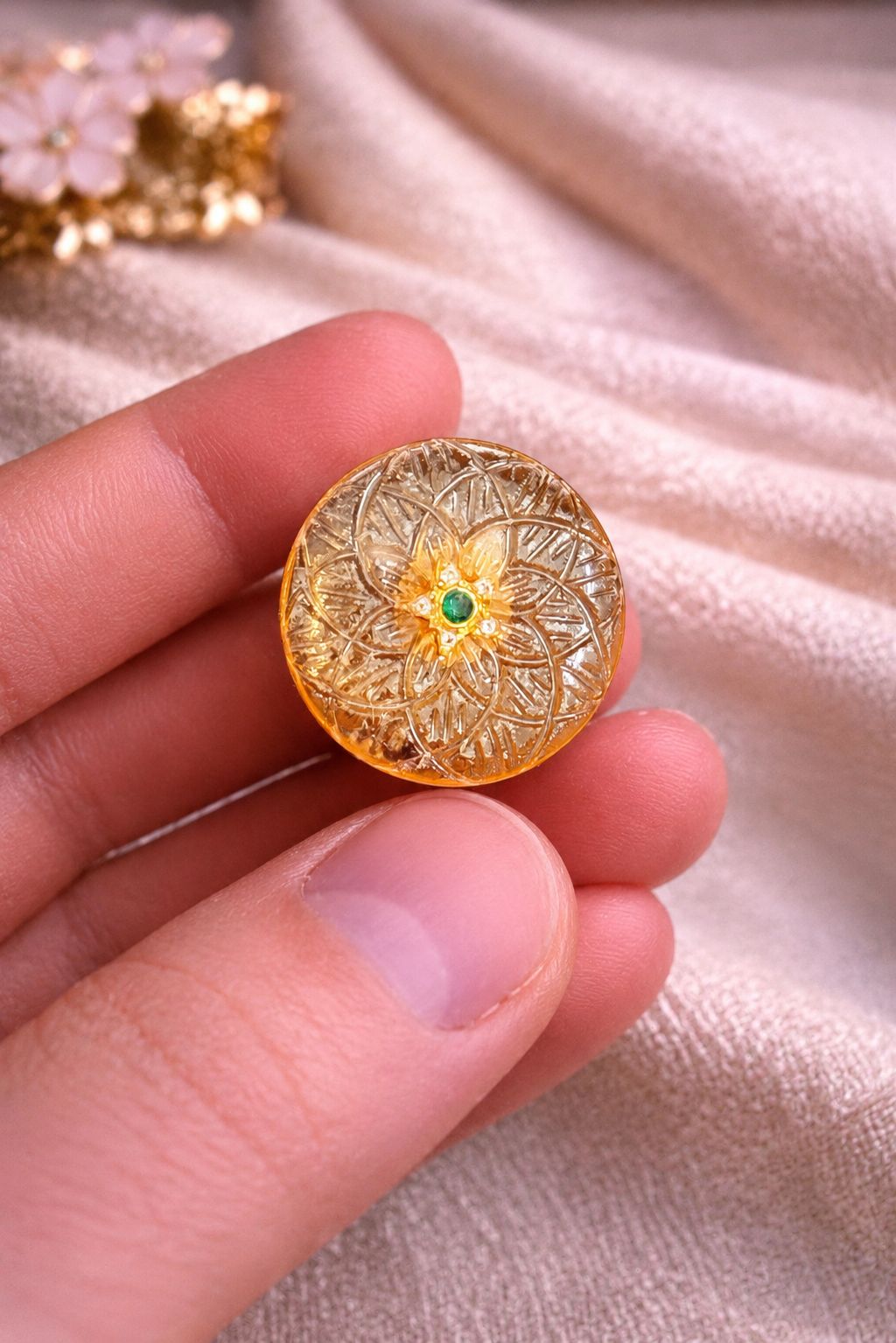 Golden Bloom Heritage Bundhgala Button