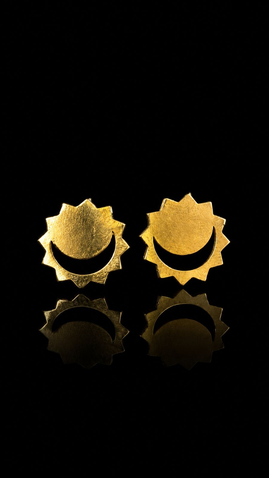 Sun & Crescent Gold Cufflinks