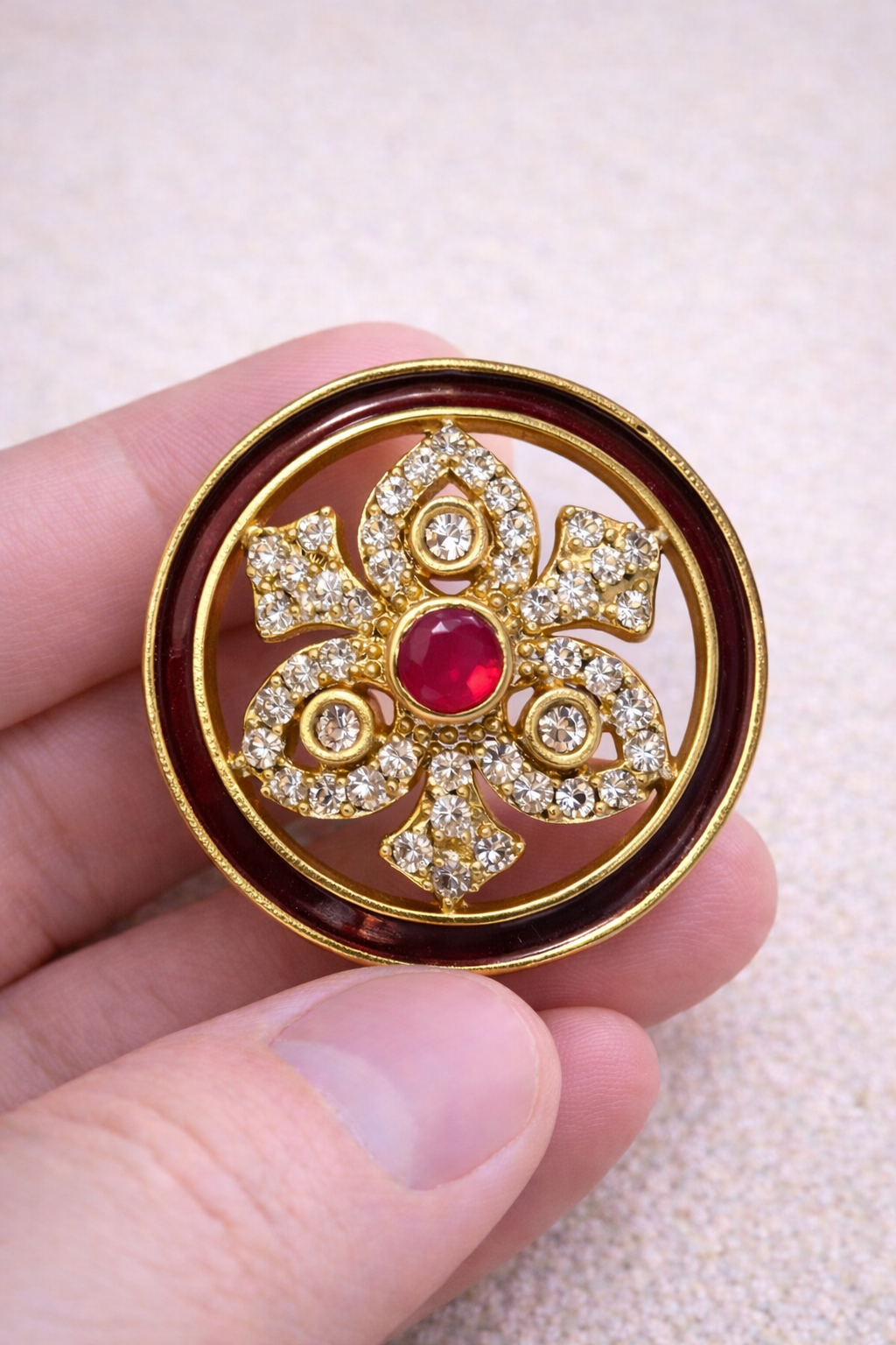 Regal Fleur Crystal Brass Button Set