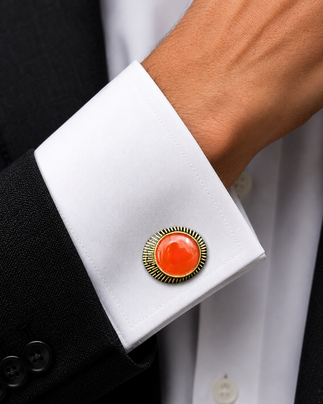 Amber Halo Enamel Cufflinks