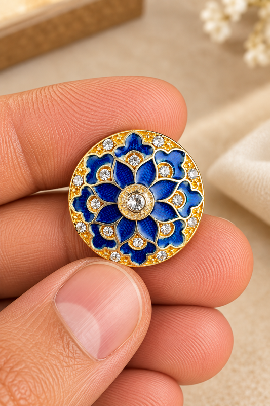 Royal Floral Enamel Bandhgala Button