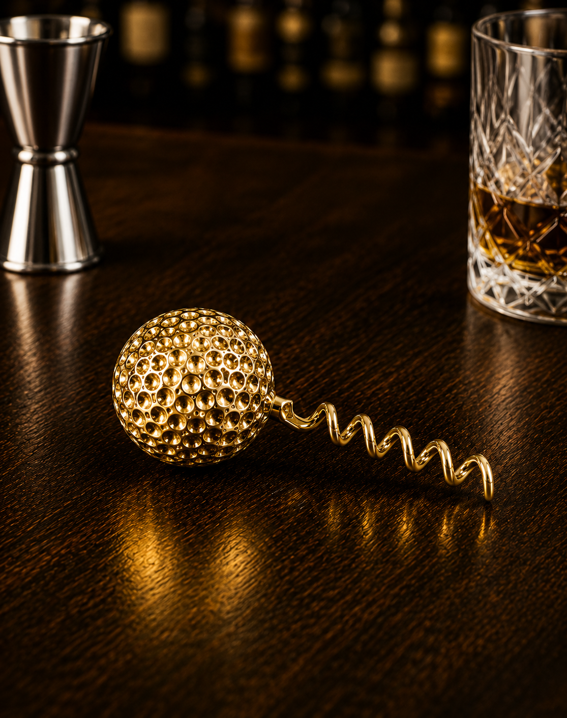 Golden Golf Corkscrew Bottle Opener Set