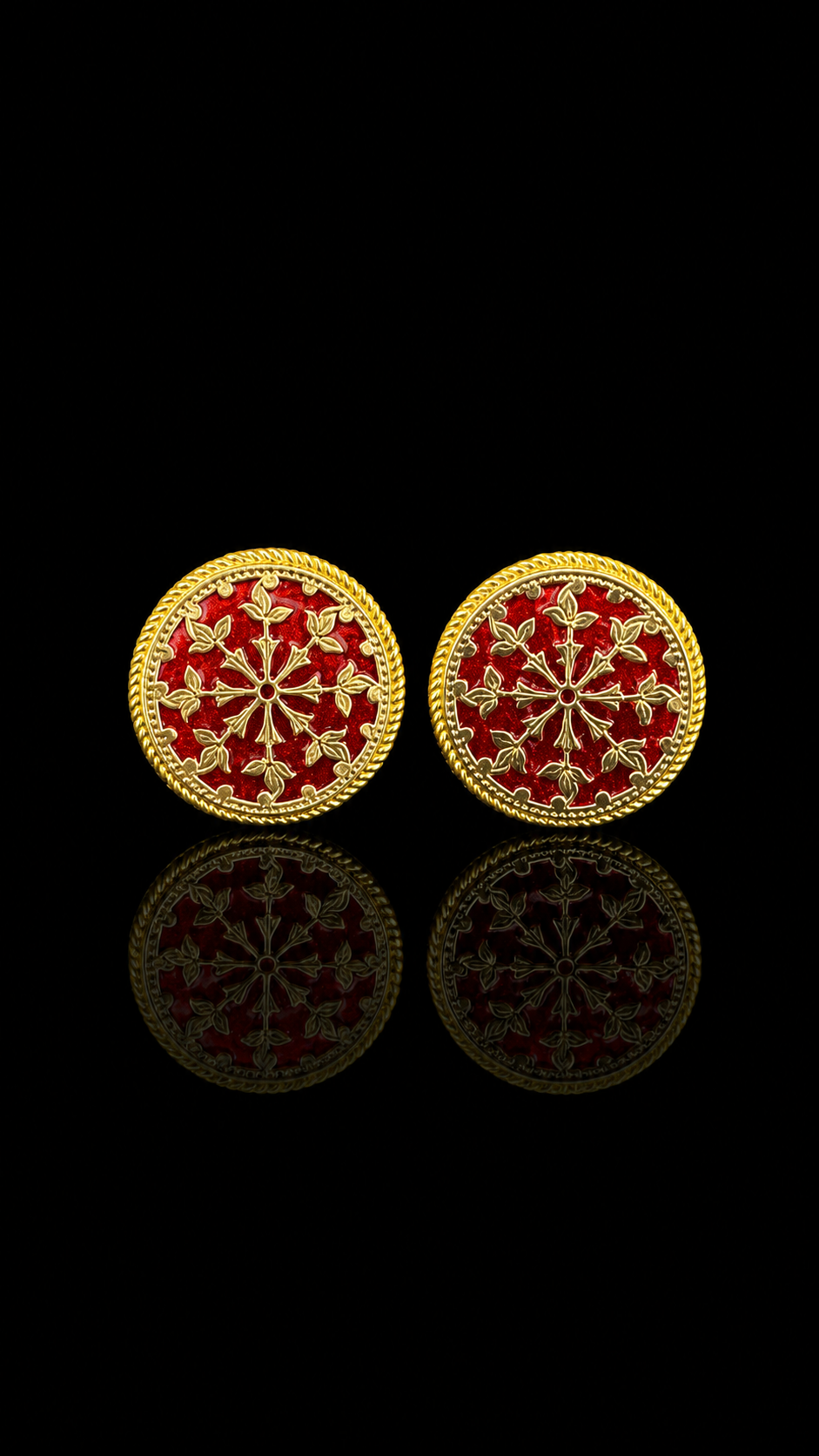 Imperial Crimson Snowflake Tewa Art Cufflinks