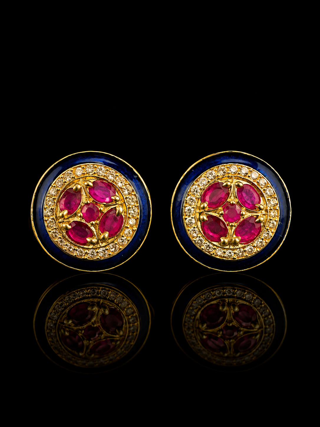 Royal Ruby & Blue Enamel Stone Cufflinks