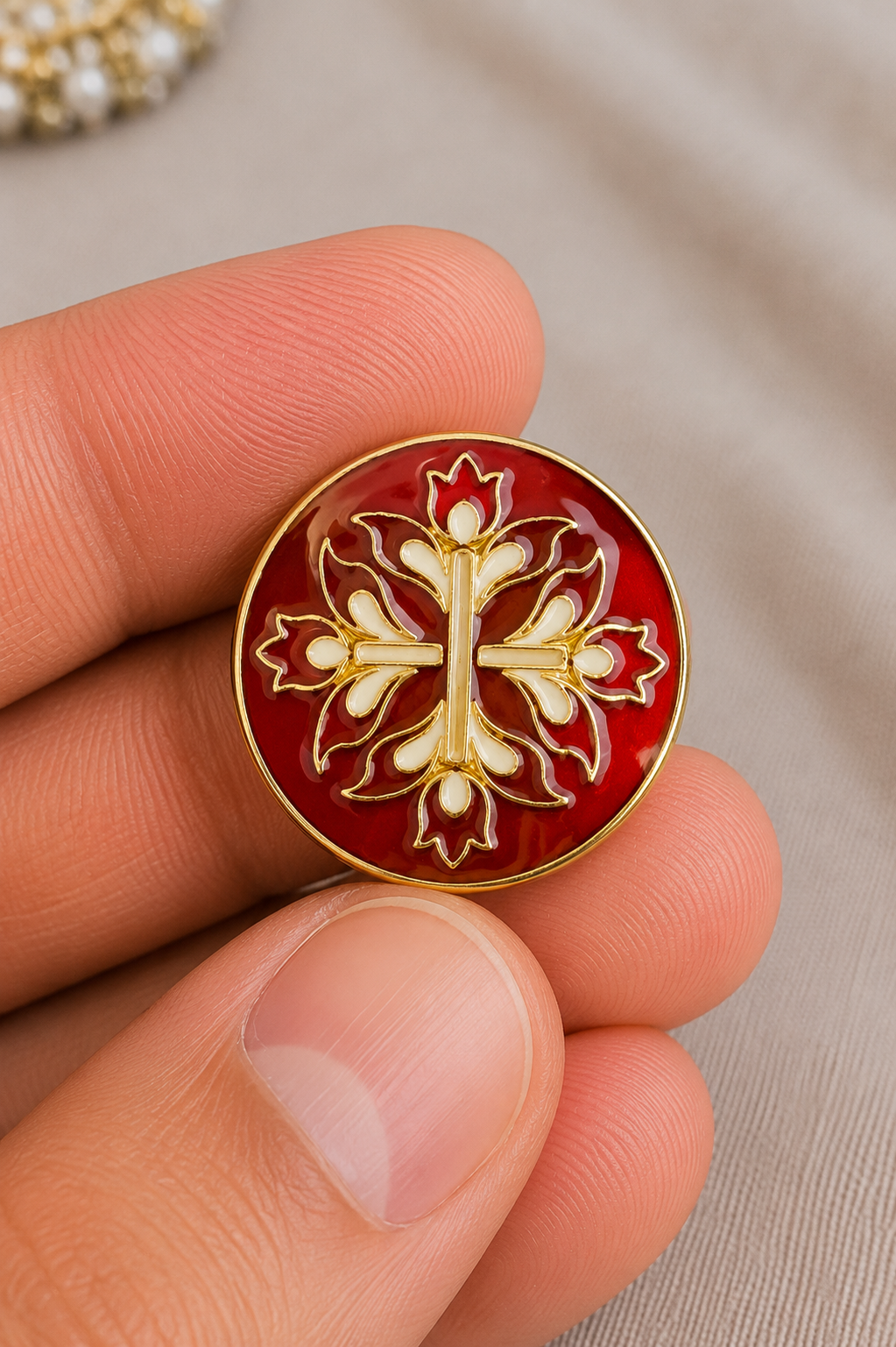 Blush Royale Floral Bandhgala Button