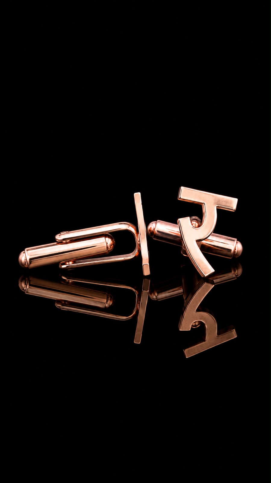 Rajputana Initial "र" Rose Gold Cufflinks