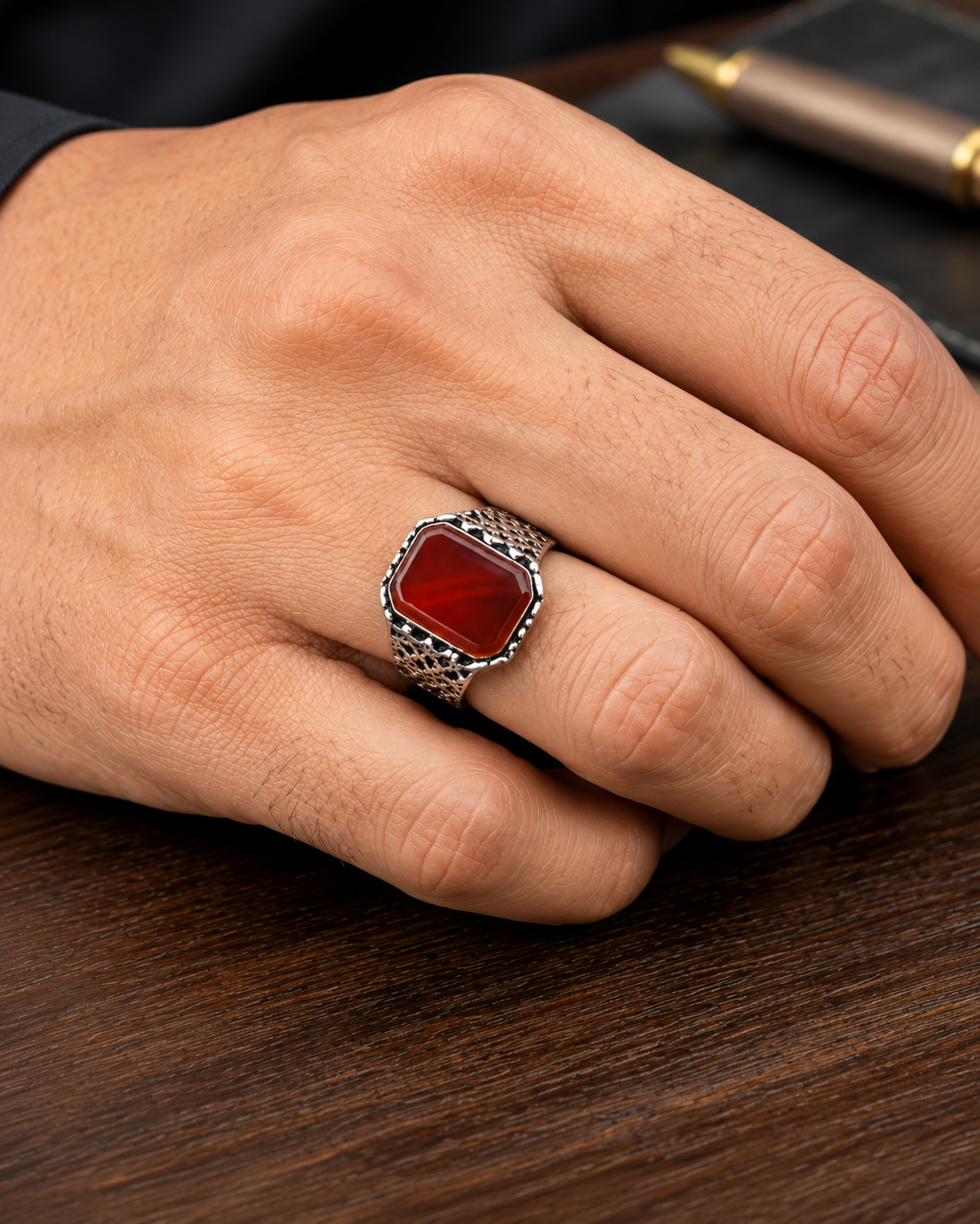 Crimson Silver Ring