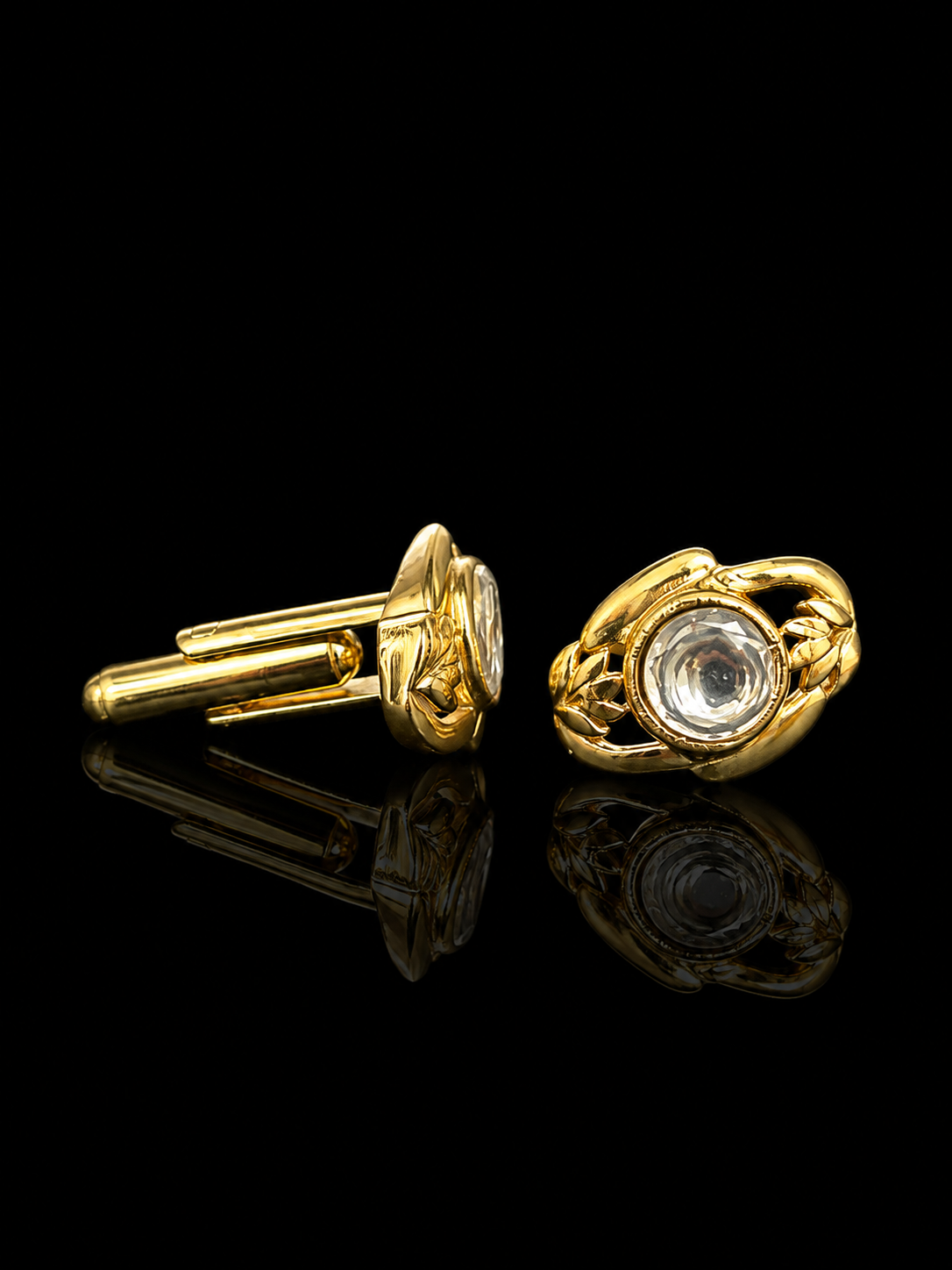 Royal Crystal Knot Gold Cufflinks