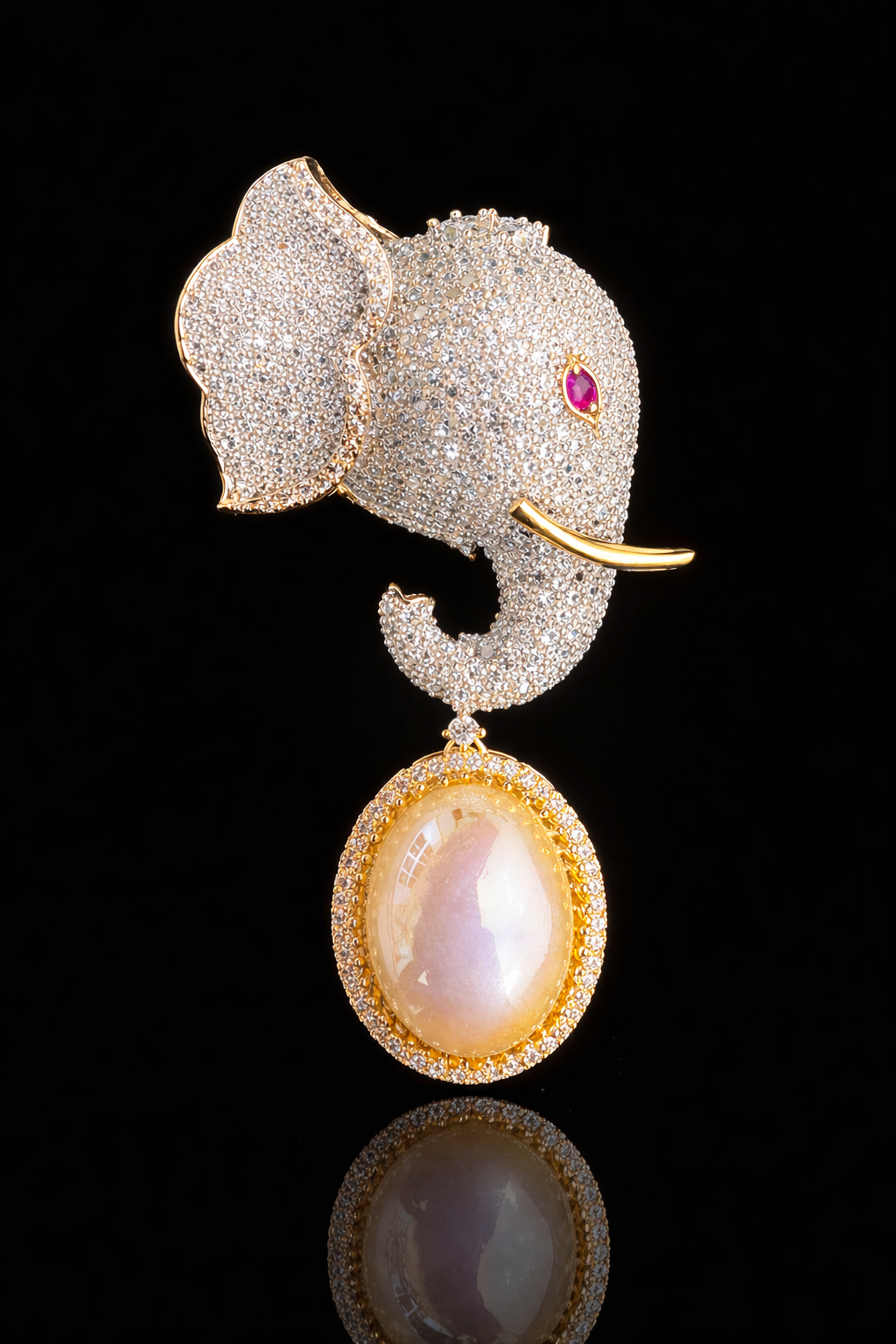 Majestic Elephant Drop Brooch