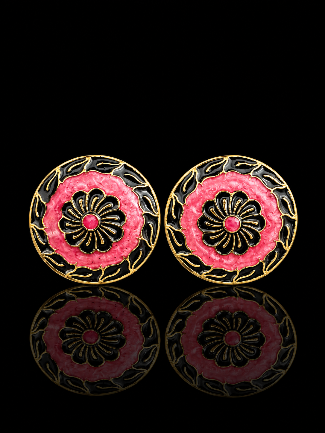 Pink Noir Floral Cufflinks