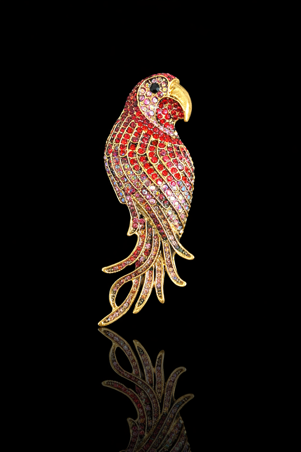 Majestic Parrot Crystal Brooch