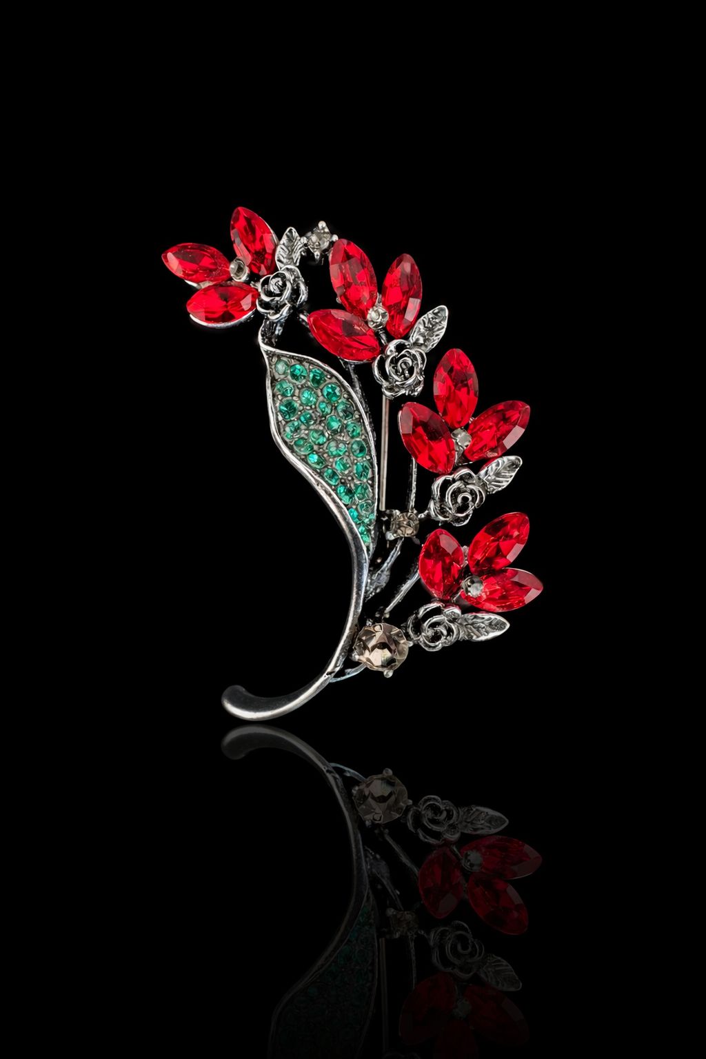 Crimson Vine Bloom Brooch