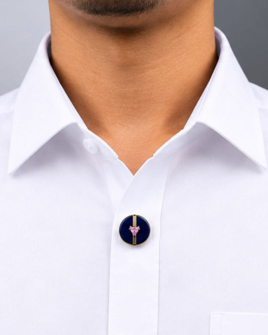 Royal Sapphire Pink Trillion Button Clip